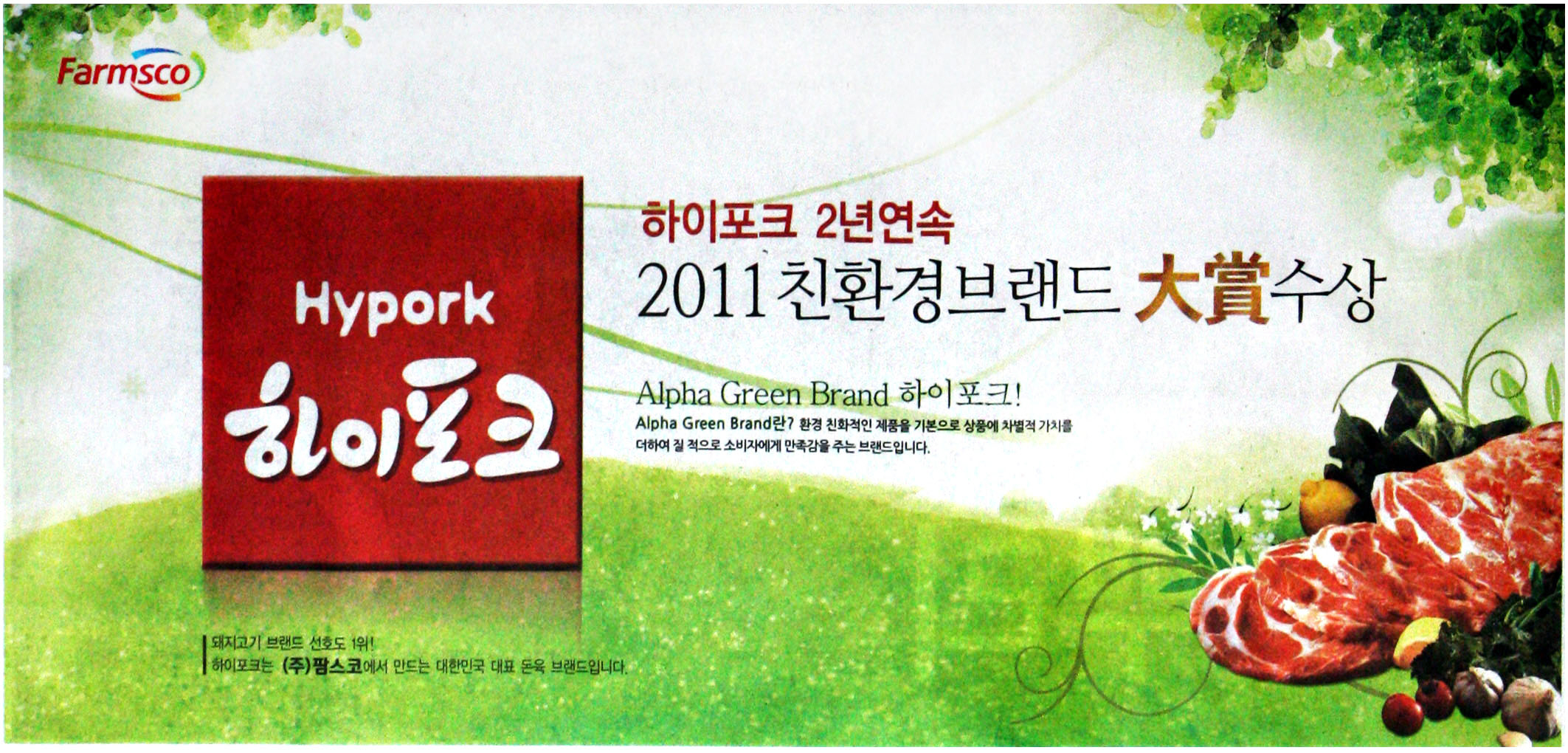 광고정보센터 PRINT광고 :: 하이포크 2년연속 2011 친환경브랜드 大賞(대상) 수상